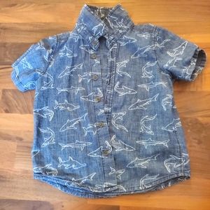 Old Navy Boys Shark Button Down Shirt